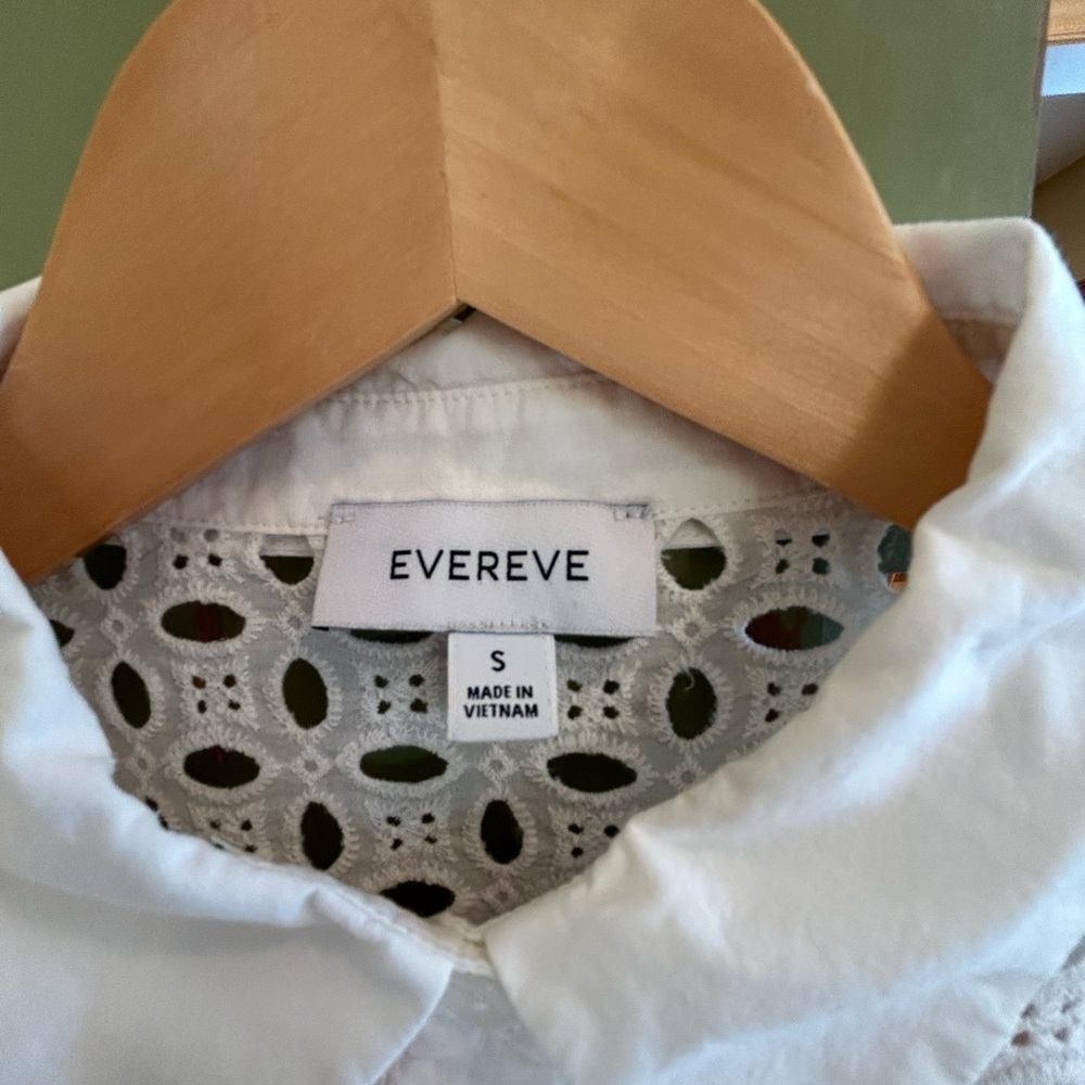 Evereve Women’s Willow Cutwork White Eyelet 100% Cotton Shirt Size Small - Picture 6 of 15